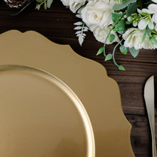 6 Pack 13 Inch Acrylic Charger Plates With Scalloped Rim Gold