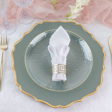 Add Elegance to Your Table with Olive Green Scalloped Rim Acrylic Charger Plates