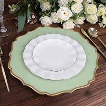 Sage Green Charger Plates 13 Inch Pack Of Six Gold Scalloped Rim