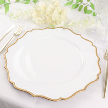 6 Pack White Acrylic Charger Plates With Gold Scalloped Rim