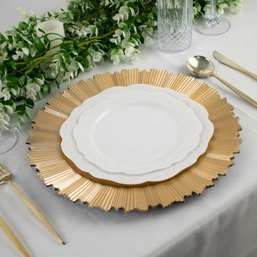 Enhance Your Table Decor with Metallic Gold Sunray Acrylic Plastic Serving Plates