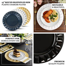 Gold Hard Plastic Plates With Bejeweled Rim Round Charger Plates In 13 Inch Size