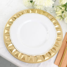 13 Inch Gold Color Bejeweled Rim Round Plastic Plates