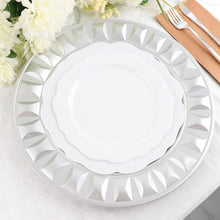 13 Inch Silver Color Bejeweled Rim Round Plastic Plates