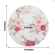 Acrylic Charger Plates - White Plate with Pink Roses and Leaves