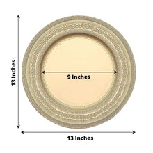 Acrylic Gold Lace Embossed Rim Charger Plates - Round Plate with Measurements of 13 inches and 9 inches
