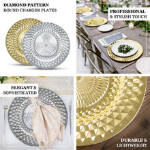 6 Pack | 13inch Sparkling Silver Diamond Disposable Dinner Serving Plates