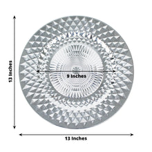Acrylic Charger Plates - Hard Plastic Silver Round Charger Plates with Diamond Pattern - 13 inches and 9 inches