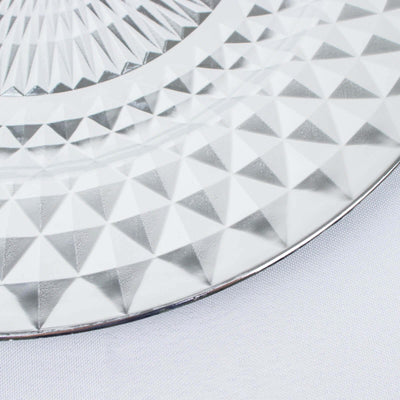 Decorative silver plate with geometric pattern