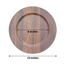 Acrylic Charger Plates - Dark Brown Plastic Charger Plates with Faux Wood Finish and Wide Rims - 8 inches and 13 inches