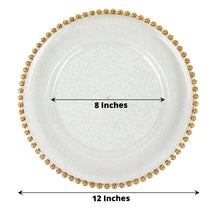 6 Pack | 12inch Clear / Gold Glitter Acrylic Plastic Charger Plates With Beaded Rim
