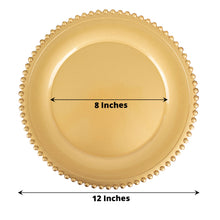 Gold Hard Plastic Plates With Beaded Rim Round Charger Plates In 12 Inch Wide