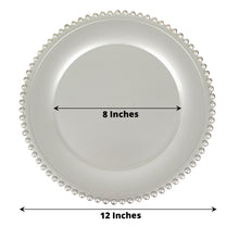 Silver Hard Plastic Plates With Beaded Rim Round Charger Plates In 12 Inch Size 