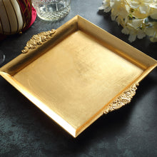 2 Pack | 10inch Metallic Gold Square Decorative Acrylic Serving Trays With Embossed Rims