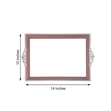 Pack of 2 Decorative 14 Inch x 10 Inch Blush & Rose Gold Rectangle Acrylic Serving Trays with Embossed Rims