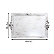 Antique White Wash 2 Pack 14 Inch x 10 Inch Rectangle Decorative Acrylic Serving Trays with Embossed Rims