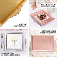 Blush & Rose Gold 2 Pack 14 Inch x 10 Inch Rectangle Decorative Acrylic Serving Trays with Embossed Rims