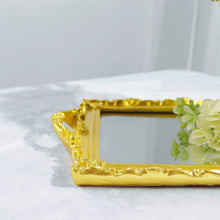 Metallic Gold Resin Vanity Serving Mirrored Tray 15 Inch x 10 Inch Rectangle