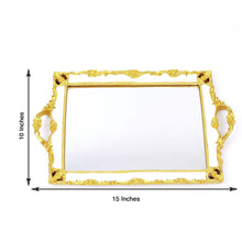 Gold and White Mirrored Vanity Resin Serving Tray Rectangle Shape