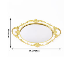 Metallic Gold and White Mirrored Vanity Resin Serving Tray Oval Shape