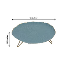 12-Inch Dusty Blue Metal Tray with Wavy Hairpin Legs for Serving and Dessert Display