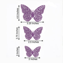 Purple Butterfly Decoration wall decals with three different sizes of purple butterflies on a white background