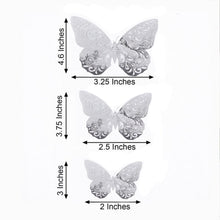 Pack Of 12 3D Silver Butterfly Mural Stickers Wall Cake