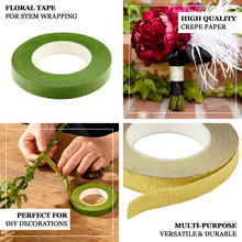 90 Feet x 0.5 Inch Green Floral Adhesive Craft Stem Wrap Tape 2 Pack