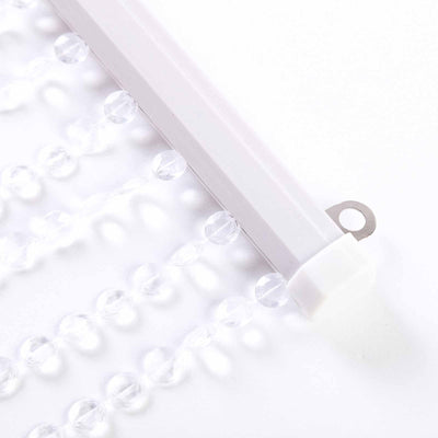 Clear beaded curtain chain with white top rail for elegant decor