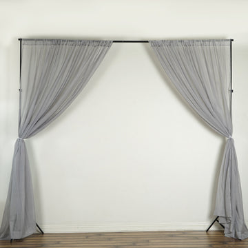 Dazzling Silver Sheer Rod Pocket Curtain Backdrops