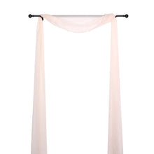 Blush Sheer Organza Curtain Panel hanging on a black pole