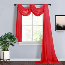 Red Sheer Organza Wedding Arch Draping Fabric, Long Curtain Backdrop Window Scarf Valance 18ft