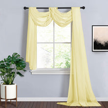 Yellow 18 Feet Arch Drapery Sheer Organza Fabric Window Scarf Valance 
