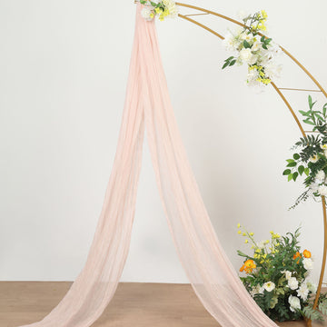 Boho Arbor Curtain Panel in Blush Gauze Cheesecloth Fabric