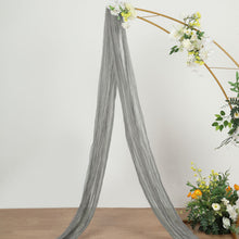 Gray Gauze Cheesecloth Draping Fabric Wedding Arch Decorations, Boho Arbor Long Curtain Panel 20ft
