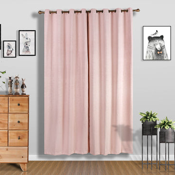 Elevate Your Space with Blush Embossed Thermal Blackout Soundproof Curtain Panels