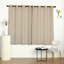 Faux Linen 52 Inch x 64 Inch Curtain Panels In Beige With Chrome Grommets 