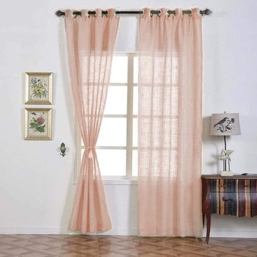 Elegant Handmade Blush Faux Linen Curtains for a Delicate Touch