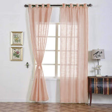 2 Pack Chrome Grommet Blush Rose Gold Faux Linen Curtains 52 Inch x 108 Inch