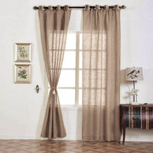 Taupe Faux Linen Curtains With Chrome Grommets 52 Inch x 108 Inch 2 Pack 