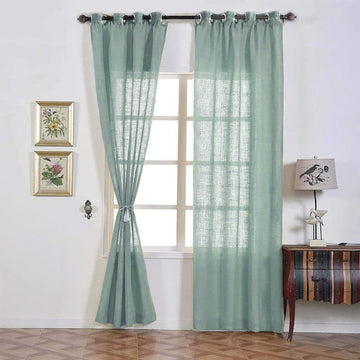 Elegant Dusty Blue Faux Linen Curtains for Event Decor