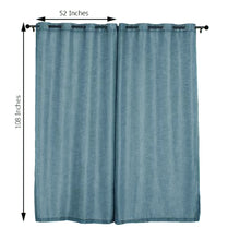 2 Pack Blue Faux Linen Curtain Panels With Chrome Grommets 52 Inch x 108 Inch 
