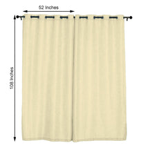 Ivory Faux Linen Drapes 2 Pack With Chrome Grommets 52 Inch x 108 Inch 