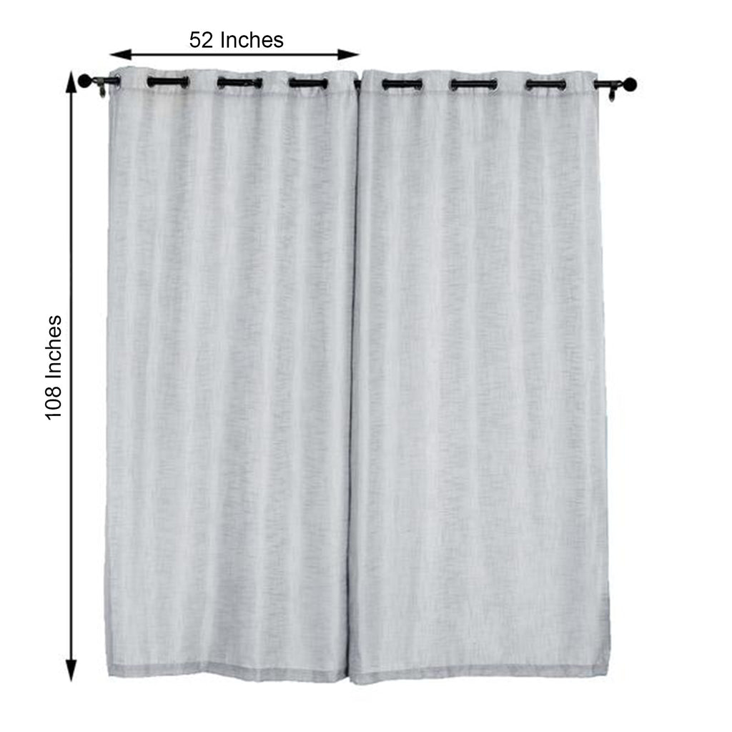 2-Pack Silver Faux Linen Curtains 52x108 | eFavormart.com