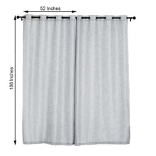 Silver Faux Linen Curtains 52 Inch x 108 Inch With Chrome Grommets