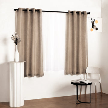 Elegant Taupe Faux Linen Curtains for a Rustic Charm
