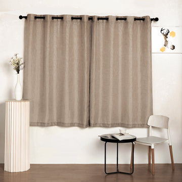 Experience the Beauty of Handmade Taupe Faux Linen Curtains