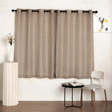 Taupe Faux Linen Curtain Panels With Chrome Grommets 52 Inch x 64 Inch