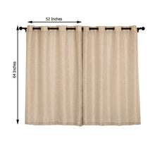 Beige Handmade Faux Linen Curtains With Chrome Grommets 52 Inch x 64 Inch 2 Pack