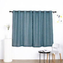 52 Inch x 64 Inch Blue Faux Linen Curtains With Chrome Grommets